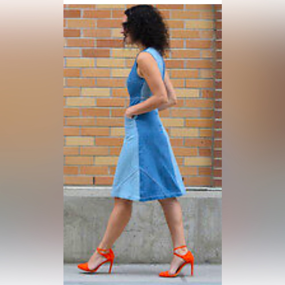 Denim patchwork Holding Horses (Anthropologie) fitted dress. Size 2